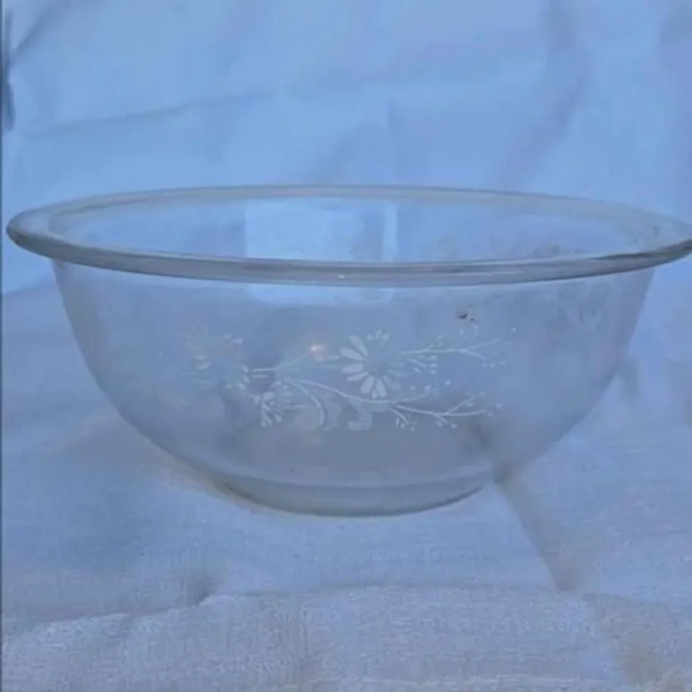 Vintage Pyrex Colonial Mist White Lace Clear Nesting Bowl Mixing Bowl Set of 3